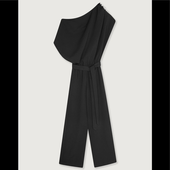 OAK + FORT Pants - OAK + FORT Black Asymmetrical Jumpsuit